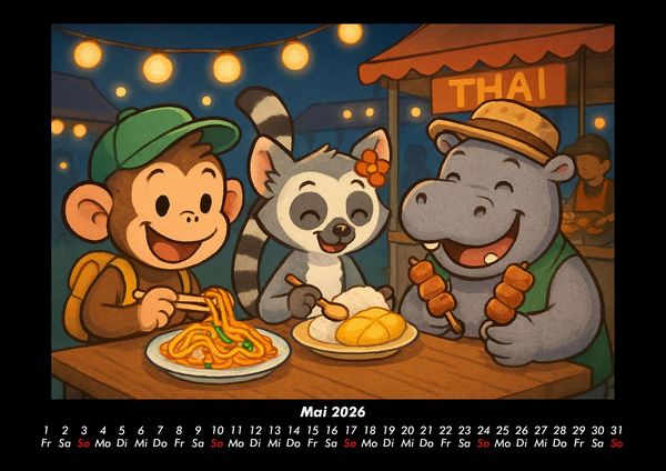 Produktbild: Milo, Lulu & Sash in Bangkok 2026 Fotokalender DIN A3