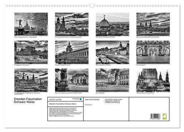 Produktbild: Dresden Faszination Schwarz Weiss (Wandkalender 2026 DIN A2 quer), CALVENDO Monatskalender