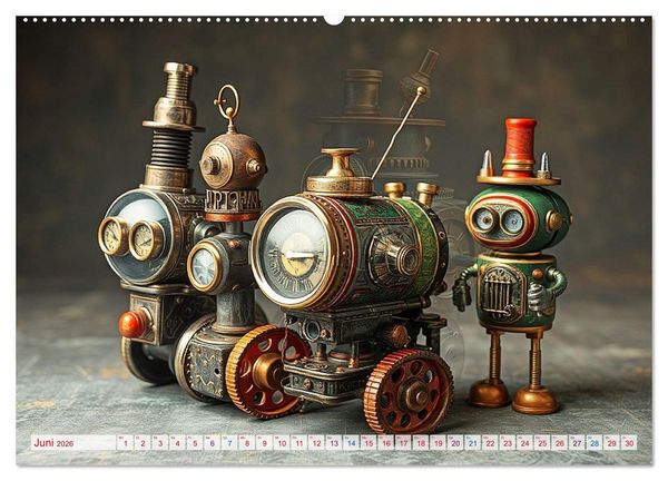Produktbild: Mechanische Wunderwelten - Ein Jahr mit Steampunk Toys (hochwertiger Premium Wandkalender 2026 DIN A2 quer), Kunstdruck in Hochglanz