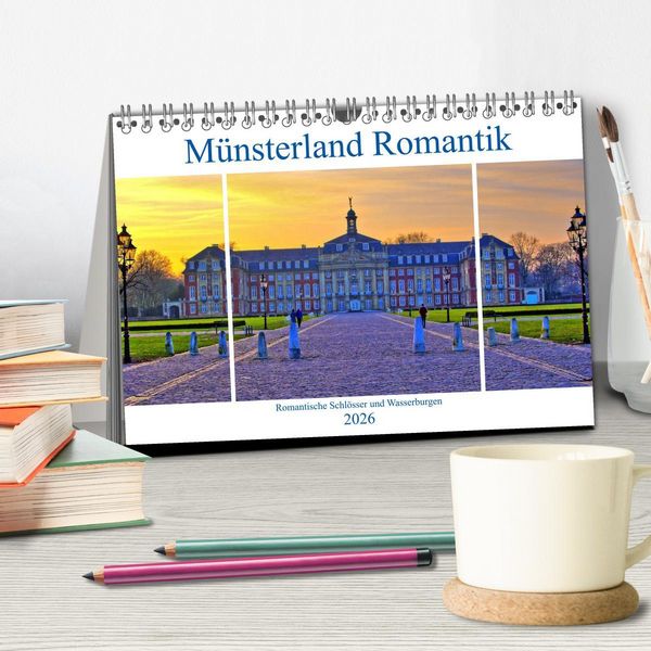 Produktbild: M&uuml;nsterland Romantik - Romantische Schl&ouml;sser und Wasserburgen (Tischkalender 2026 DIN A5 quer), CALVENDO Monatskalender