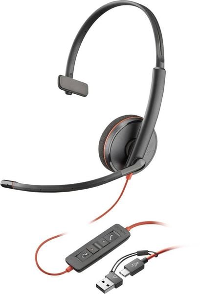 HP Poly Blackwire C3210 Computer Over Ear Headset kabelgebunden Mono Schwarz Headset, Lautstärkeregelung, Mikrofon-Stumm