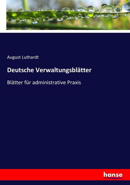 'Deutsche Verwaltungsblätter' von 'August Luthardt' Buch '9783