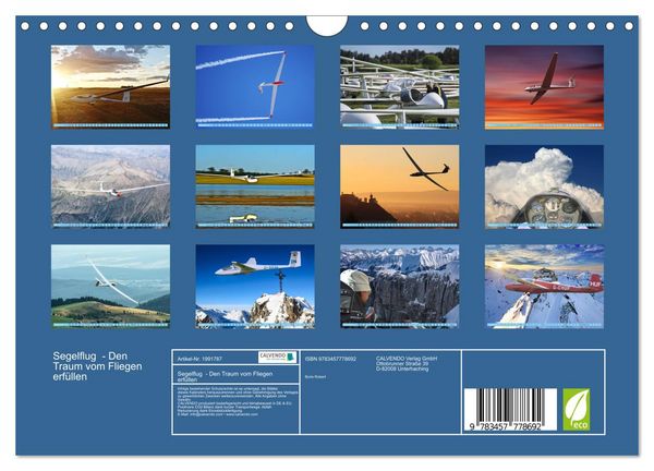 Produktbild: Segelflug - Den Traum vom Fliegen erf&uuml;llen (Wandkalender 2026 DIN A4 quer), CALVENDO Monatskalender