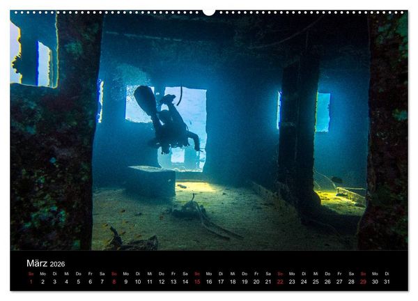 Produktbild: Abu Nuhas - Wracks im Roten Meer (hochwertiger Premium Wandkalender 2026 DIN A2 quer), Kunstdruck in Hochglanz
