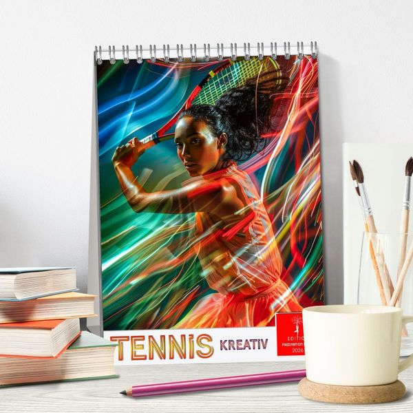 Produktbild: Tennis kreativ (Tischkalender 2026 DIN A5 hoch), CALVENDO Monatskalender