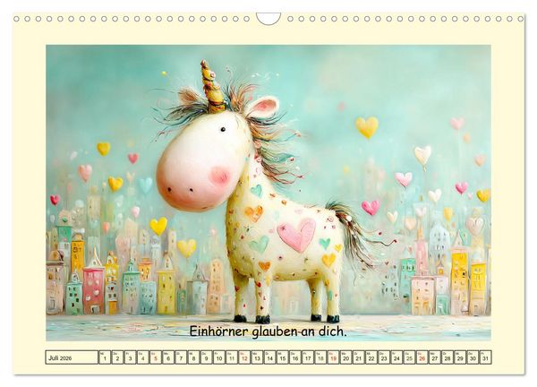 Produktbild: Einhornzauber. Liebliche Unicorn-Weisheiten (Wandkalender 2026 DIN A3 quer), CALVENDO Monatskalender
