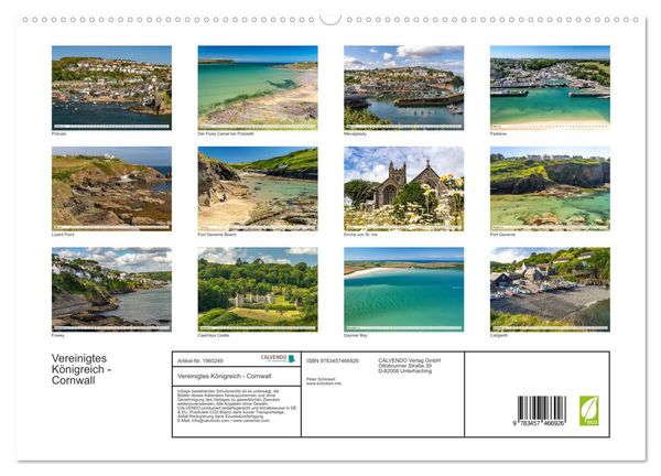 Produktbild: Vereinigtes K&ouml;nigreich - Cornwall (hochwertiger Premium Wandkalender 2026 DIN A2 quer), Kunstdruck in Hochglanz