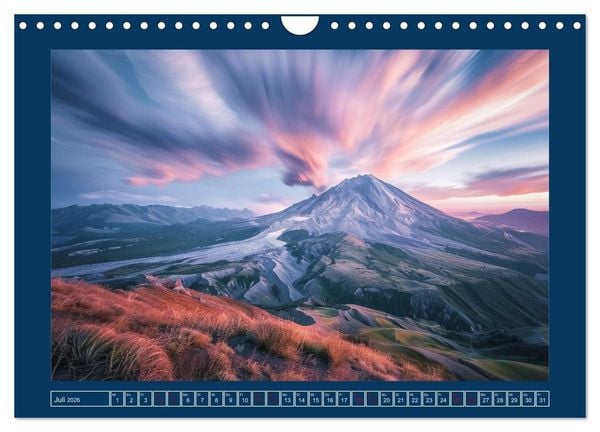 Produktbild: Lebendige Feuerberge - Fantastisch durch eine KI in Szene gesetzt (Wandkalender 2026 DIN A4 quer), CALVENDO Monatskalender
