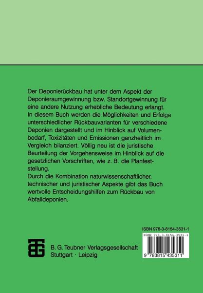 Produktbild: R&uuml;ckbau von Siedlungsabfalldeponien