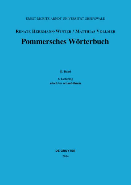 Produktbild: Pommersches W&ouml;rterbuch / r&ouml;sch bis schaub&aring;hnen