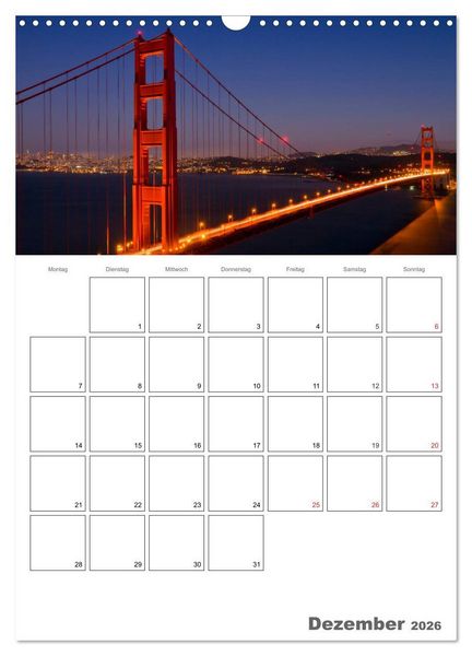 Produktbild: SAN FRANCISCO Terminplaner (Wandkalender 2026 DIN A3 hoch), CALVENDO Monatskalender