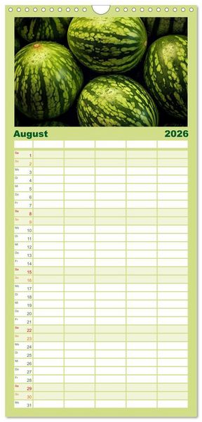 Produktbild: Familienplaner 2026 - GR&Uuml;N - Gem&uuml;se und Obst - Knackig und Frisch mit 5 Spalten (Wandkalender, 21 x 45 cm) CALVENDO