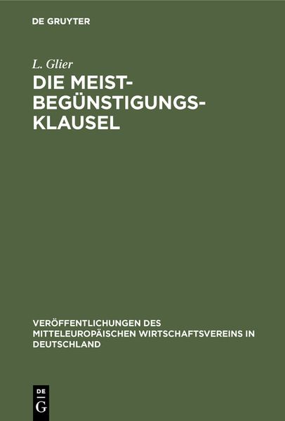 Produktbild: Die Meistbeg&uuml;nstigungs-Klausel