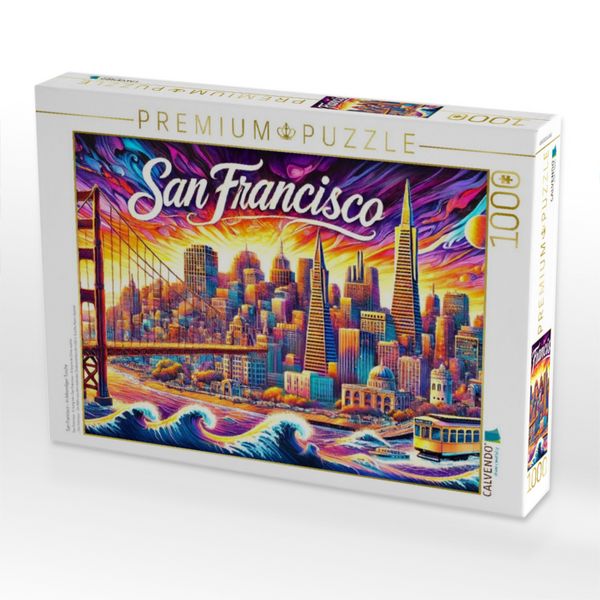 Produktbild: CALVENDO Puzzle San Francisco - In lebendiger Tusche | 1000 Teile Lege-Gr&ouml;&szlig;e 64x48cm Foto-Puzzle f&uuml;r gl&uuml;ckliche Stunden