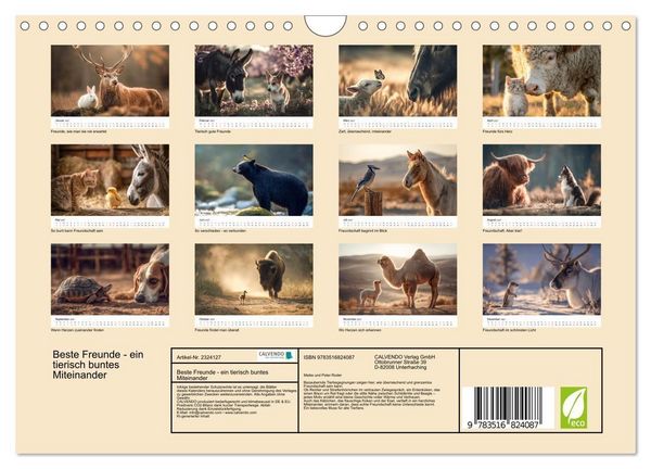 Produktbild: Beste Freunde - ein tierisch buntes Miteinander (Wandkalender 2027 DIN A4 quer), CALVENDO Monatskalender