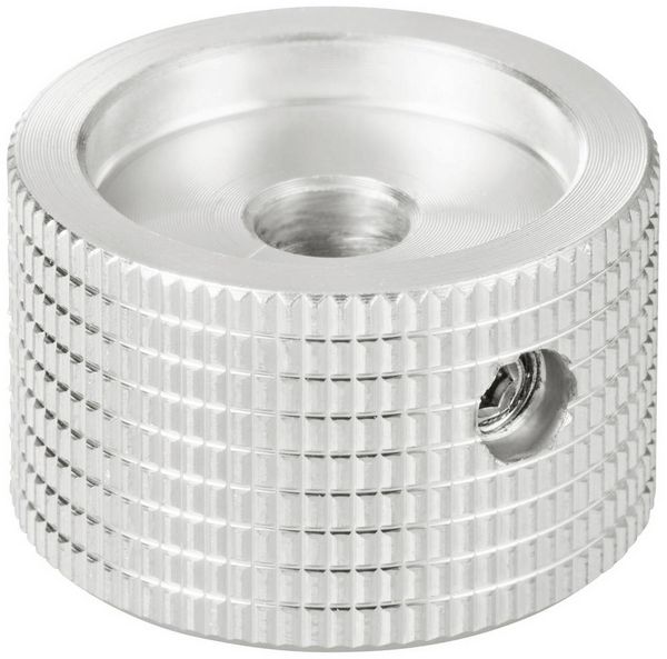 Produktbild: TRU COMPONENTS TC-11613812 Drehknopf mit Knopfmarkierung Silber (&Oslash; x H) 25 mm x 16 mm Aluminium 1 St.