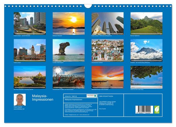 Produktbild: Malaysia-Impressionen (Wandkalender 2026 DIN A3 quer), CALVENDO Monatskalender