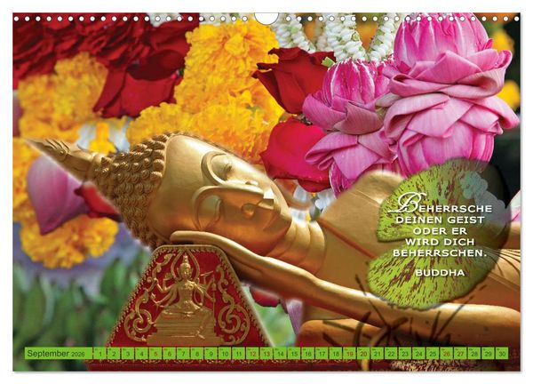Produktbild: Buddhas Worte - Der Weg zur Achtsamkeit (Wandkalender 2026 DIN A3 quer), CALVENDO Monatskalender