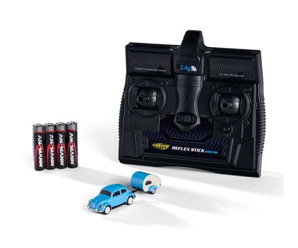 Produktbild: 1:87 VW Beetle m.Wohnwagen 2.4G 100% RTR