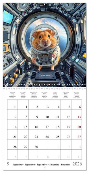 Produktbild: AI Hamster Astronauts exploring the Cosmos (Wall Calendar 2026 12 &times; 12 Inch) CALVENDO 12 Month Wall Calendar