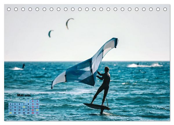 Produktbild: Wingfoilen - fliegen &uuml;ber das Wasser (Tischkalender 2026 DIN A5 quer), CALVENDO Monatskalender