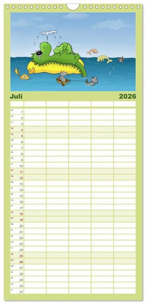 Produktbild: Familienplaner 2026 - Der kleine Drache mit 5 Spalten (Wandkalender, 21 x 45 cm) CALVENDO