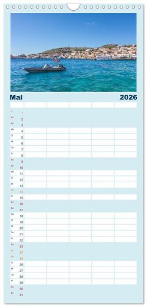 Produktbild: Familienplaner 2026 - Insel Chalki mit 5 Spalten (Wandkalender, 21 x 45 cm) CALVENDO