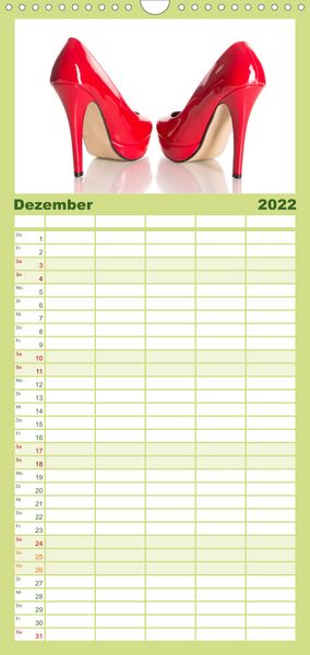 Produktbild: Familienplaner Farbenfrohe High Heels (Wandkalender 2022 , 21 cm x 45 cm, hoch)
