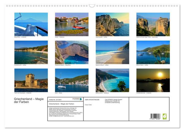 Produktbild: Griechenland &ndash;&nbsp;Magie der Farben (Wandkalender 2026 DIN A2 quer), CALVENDO Monatskalender