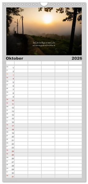 Produktbild: Familienplaner 2026 - wundersch&ouml;ne Lichtmomente mit 5 Spalten (Wandkalender, 21 x 45 cm) CALVENDO
