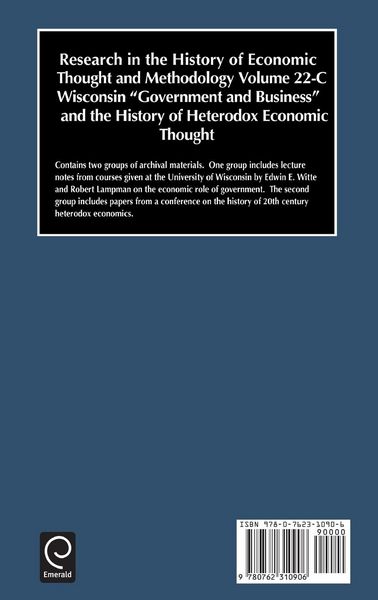 Produktbild: Wisconsin "Government and Business" and the History of Heterodox Economic Thought