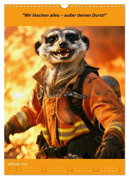 Produktbild: Der tierisch lustige Feuerwehrkalender (Wandkalender 2026 DIN A3 hoch), CALVENDO Monatskalender