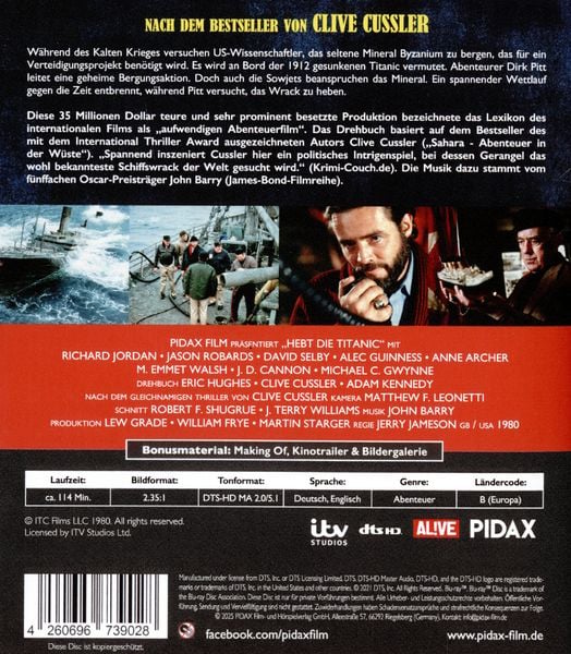 Produktbild: Hebt die Titanic - Remastered Edition (Raise the Titanic) / Spannender Abenteuerfilm nach dem Bestseller von Clive Cussler (Pidax Film-Klassiker)