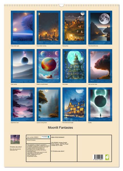 Produktbild: Moonlit Fantasies (Wall Calendar 2026 DIN A2 portrait), CALVENDO 12 Month Wall Calendar