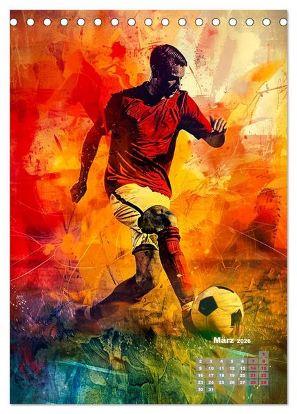 Produktbild: Fussball - Spieler in Action (Tischkalender 2026 DIN A5 hoch), CALVENDO Monatskalender