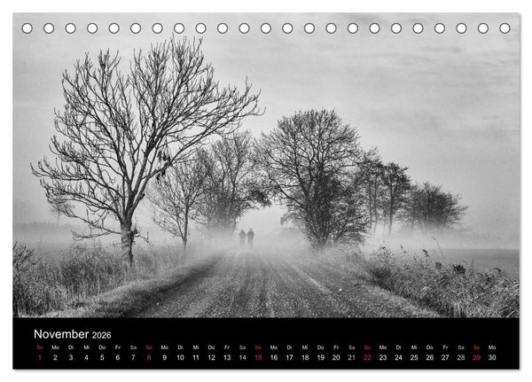 Produktbild: Ost-Friesische Schwarz-Wei&szlig;-Ansichten (Tischkalender 2026 DIN A5 quer), CALVENDO Monatskalender
