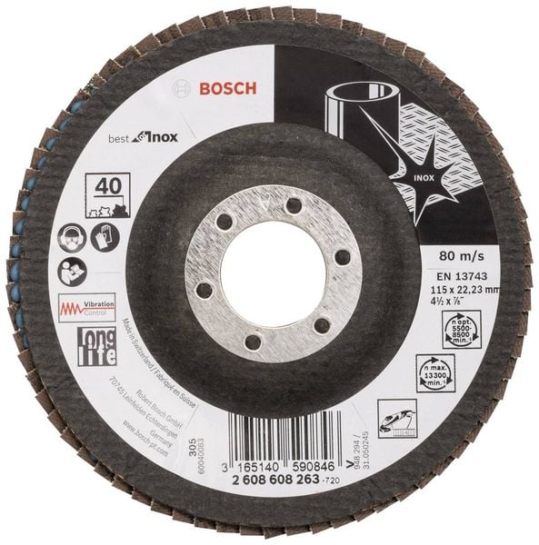 Bosch Accessories 2608608263 X581 Fächerschleifscheibe Durchmesser 115 mm Bohrungs-Ø 22.33 mm Edelstahl 1 St.