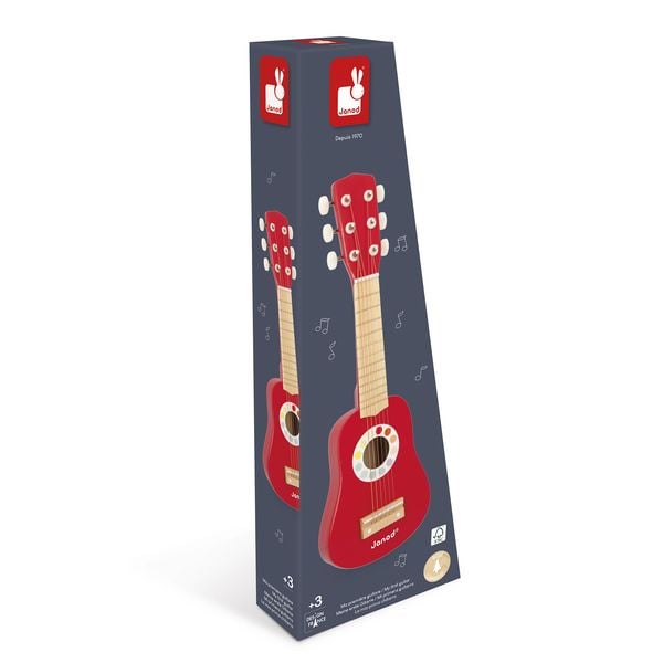 Produktbild: Kindergitarre aus Holz mit 6 Metallsaiten im Konfetti-Design