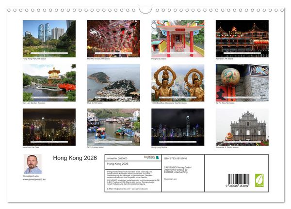 Produktbild: Hong Kong 2026 (Wandkalender 2026 DIN A3 quer), CALVENDO Monatskalender
