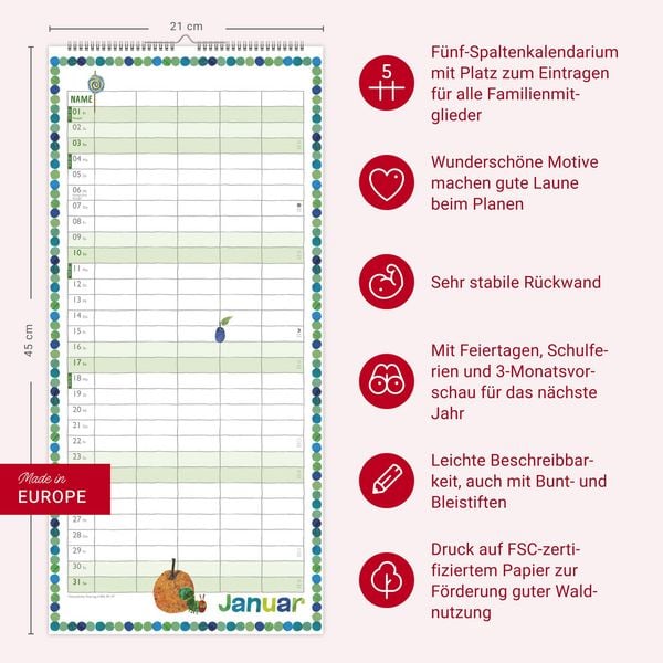 Produktbild: Die kleine Raupe Nimmersatt Familienplaner 2027