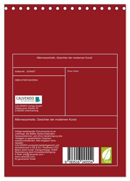 Produktbild: M&auml;nnerportraits. Gesichter der modernen Kunst (Tischkalender 2026 DIN A5 hoch), CALVENDO Monatskalender