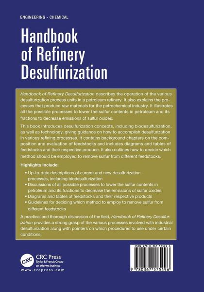 Produktbild: Handbook of Refinery Desulfurization