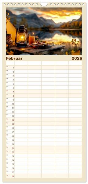 Produktbild: Familienplaner 2026 - Zelten - frei sein mit 5 Spalten (Wandkalender, 21 x 45 cm) CALVENDO