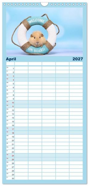 Produktbild: Familienplaner 2027 - Niedliche Meerschweinchen mit 5 Spalten (Wandkalender, 21 x 45 cm) CALVENDO