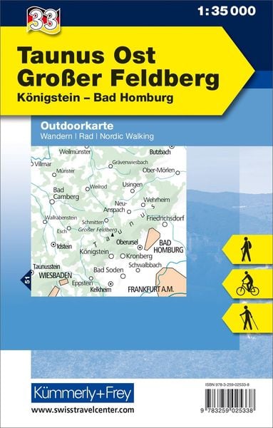 Produktbild: KuF Deutschland Outdoorkarte 33 Taunus Ost, Gro&szlig;er Feldberg 1 : 35.000