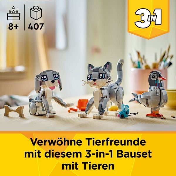 LEGO Creator 3in1 Graue Katze - Modell umbaubar in Hund oder Taube 31163