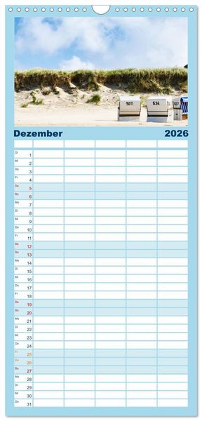 Produktbild: Familienplaner 2026 - Meer-Landschaft - 12 Monate Schleswig Holstein mit 5 Spalten (Wandkalender, 21 x 45 cm) CALVENDO