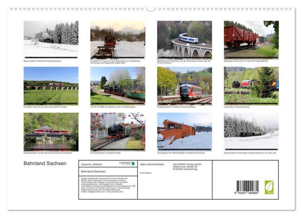 Produktbild: Bahnland Sachsen (hochwertiger Premium Wandkalender 2026 DIN A2 quer), Kunstdruck in Hochglanz
