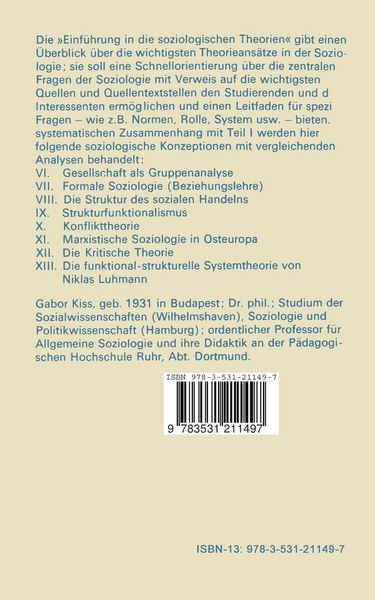 Produktbild: Einf&uuml;hrung in die soziologischen Theorien II