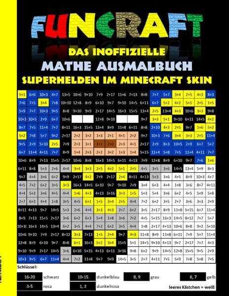 Produktbild: Funcraft - Das inoffizielle Mathe Ausmalbuch: Superhelden im Minecraft Skin (Cover Batman)